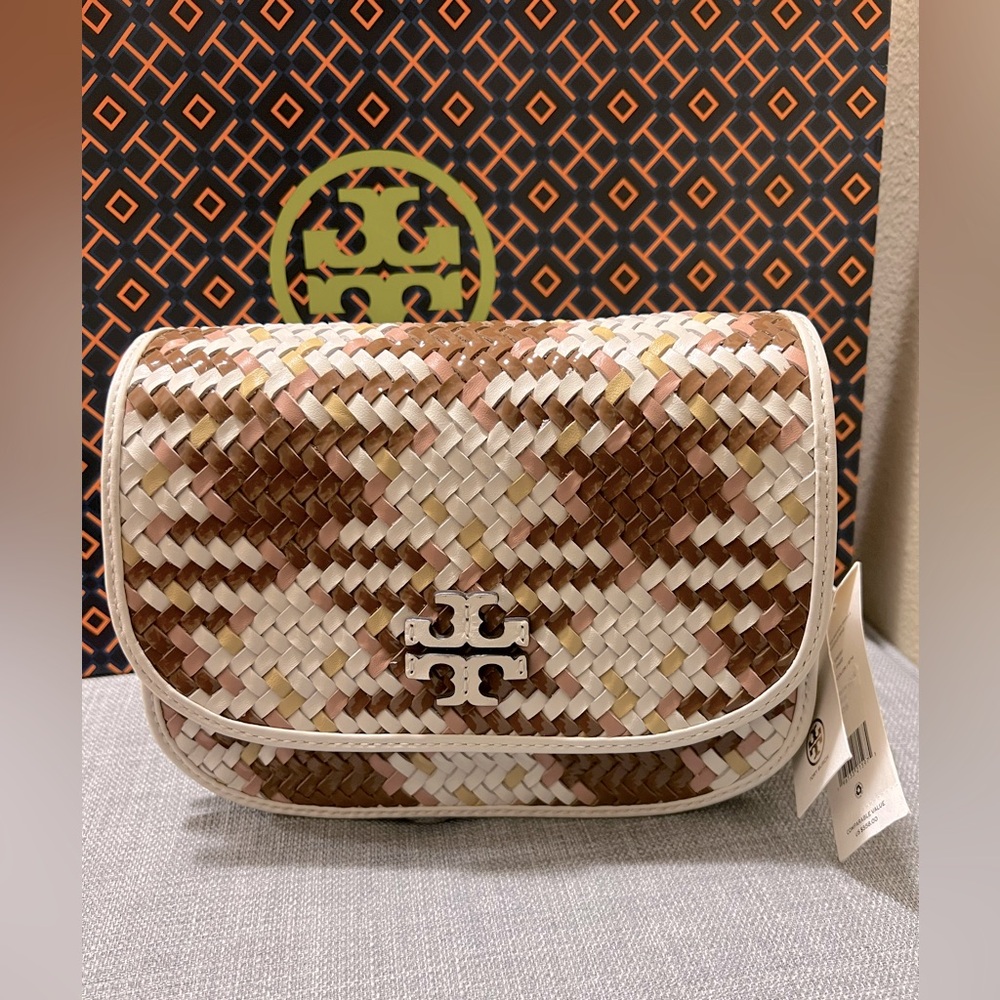 NWT Tory Burch Britten Woven Saddle Bag - Picture 2 of 15